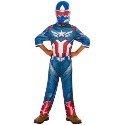 Imagen de Rubies Disfraz Capitán América OPP Brave New World para niños y niñas Jumpsuit impreso máscara, Licencia Oficial Marvel Carnaval, fiestas, cumpleaños
