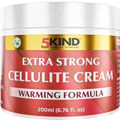 Imagen de 5kind clinical skincare Crema anticelulítica y reafirmante profesional, fórmula para realizar masajes natural e innovadora, ideal reafirmar la piel reducir celulitis, incluye un, 200 ml
