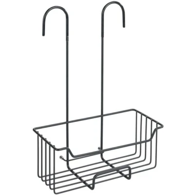 Imagen de WENKO Asistente de Ducha termostática «Milo», Estante para Colgar en la grifería Ducha, Bandeja Acero Fino Inoxidable, 25 x 36 14 cm, Negro Mate