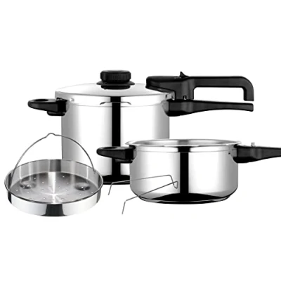 Imagen de Fagor Dual Xpress Olla a Presión 6 + 4 Litros, Inducción, Express Super Rápida, Acero Inox. 18/10, Todo Tipo Cocinas, Fondo Termodifusor, Regulador Presión, 5 Sistemas Seguridad, Incluye Cestillo