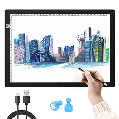 Imagen de Mesa de Luz para Dibujo A4, Tablero A4 LED Tableta 3 Modos Iluminación, Light Pad Ultradelgada con Panel Táctil Inteligente y Artistas, Animación, Diseño