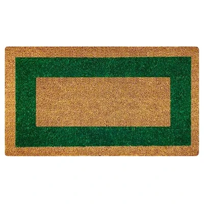 Imagen de Acomoda Textil Felpudo de Coco Natural Ecológico con Cenefa, Resistente y Antideslizante. Ideal para Exterior e Interior Casas Comercios. (45x80 cm, Verde)