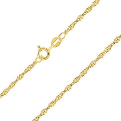Imagen de PLANETYS Cadena de Plata Ley 925 Chapado en Oro 18K Malla Singapur 2 mm ancho 55 cm longitud