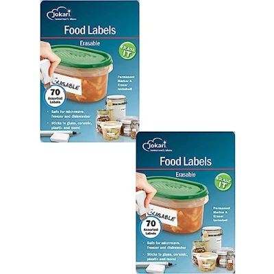 Imagen de JOKARI Etiquetas de Alimentos borrables Paquete 2 recambios, Reutilizables, congelador, microondas y lavavajillas, Utensilios Cocina Seguros para Comidas Uso múltiple