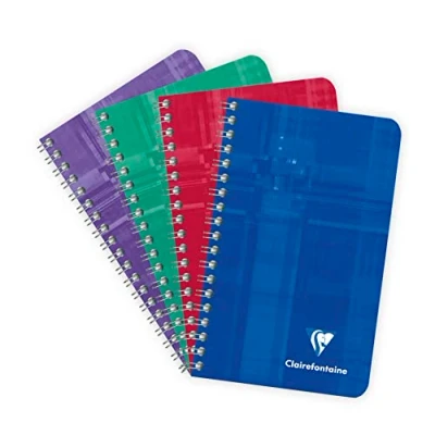 Imagen de Clairefontaine 8582C Un carnet à spirale 100 pages 7,5x12 cm 90g petits carreaux, couverture carte pelliculée couleur aléatoire