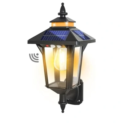 Imagen de COLBOR Farola Solar Exterior, Luz Exterior Jardin con Sensor de Movimiento Luce Vintage 2200mAh 3 Modos Impermeable IP65 para Garaje Jardín Patio, Foco