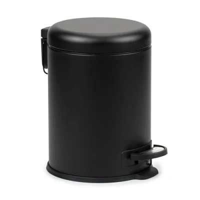 Imagen de TATAY Papelera Baño con Pedal de Acero Inoxidable, 5L Capacidad, Interior Extraíble, Cierre Caída Amortiguada, Libre BPA, Color Negro, Medidas 29 x 22 27 cm