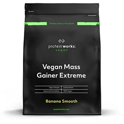 Imagen de Mass Gainer Vegano Extreme Plátano Suave 100% a Base de Plantas Alto en Calorías Para el Aumento Masa THE PROTEIN WORKS 1kg