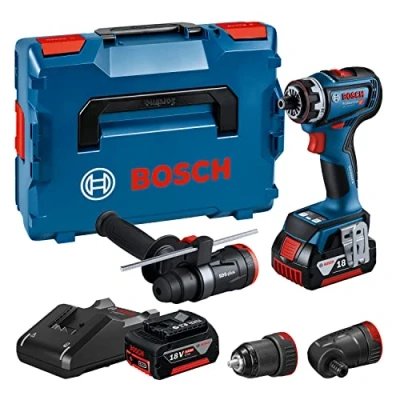 Imagen de Bosch Professional 18V System GSR 90 FC Atornillador a batería (Brushless, 64 Nm, 3 cabezales FlexiClick, 2 baterías x 5.0 Ah, en L BOXX)