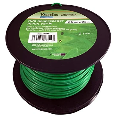 Imagen de RIEGOLUX Hilo Desbrozadora, Nylon Redonda, Verde, 3 mm x 100 m, Desbrozadora para Disco de Cortacespede, Jardín y Exteriores