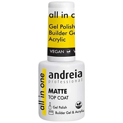 Imagen de Andreia Professional Gel Polish Top Coat Semipermanente Mate, Laca de Uñas Profesional con Textura Fina y Autonivelante Esmalte Secado Rapido Lampara UV LED 10.5 ml