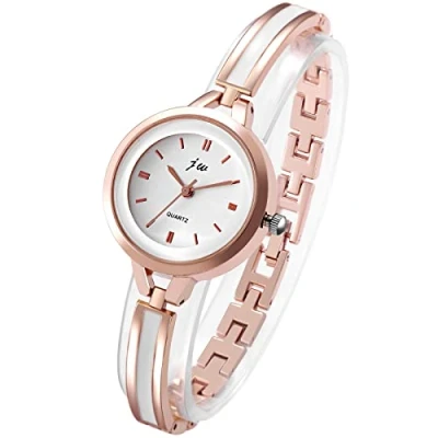 Imagen de Avaner Exquisito Reloj Redondo De Moda con Diamantes Imitación, Esfera Números Romanos, Pulsera Cuarzo para Mujer, Oro Rosa
