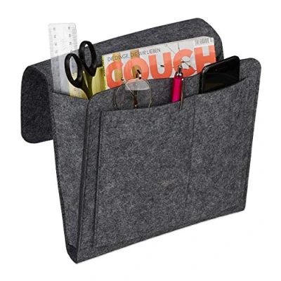 Imagen de Relaxdays Organizador Sofá, para Colgar, 5 Compartimentos, Almacenamiento Cama, Portamandos, 26x28x5 cm, Elegir Colores, Fieltro, 26 x 28 5cm