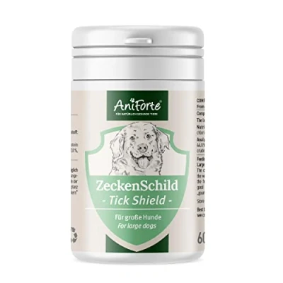 Imagen de AniForte Tick Shield para Perros (35 a 50 kg) 60 cápsulas. Producto 100% Natural. Complejo de Vitamina B Que Actúa como Escudo Anti Garrapatas y Parásitos.