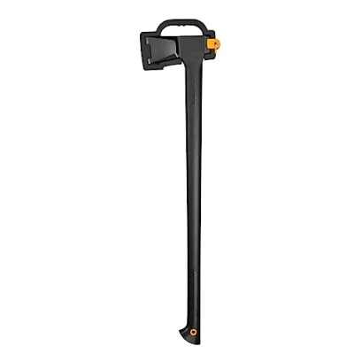 Imagen de Fiskars Hacha de rajar XL, Solid, Con funda para transporte, Recubrimiento antiadherente, Hoja acero/Mango plástico reforzado, Negro/Naranja, A26, Longitud: 92 cm, 2,6 kg, 1052043