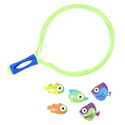 Imagen de BLUE SKY Red de Pesca con 5 Peces Juego Habilidad y Aire Libre 040093 Juguete Infantil Atrapapez Azul Plástico 30 cm A Partir 3 años