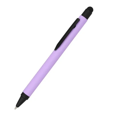 Imagen de bolígrafo retráctil de Aluminio Morado, Mina Intercambiable, Tinta Azul, con Tacto Suave, lápiz táctil, 1 Unidad