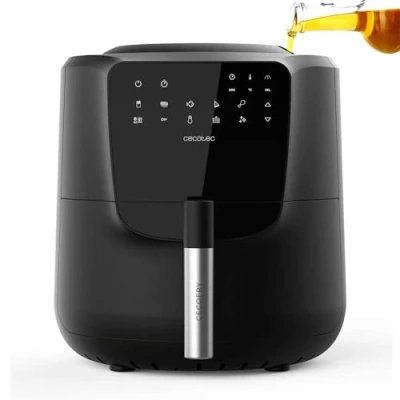 Imagen de Freidora de aire Cecotec Cecofry Rain M, 1550 W, 5.5L, Pulverización automática aceite, 8 menús, Autolimpieza, Negro