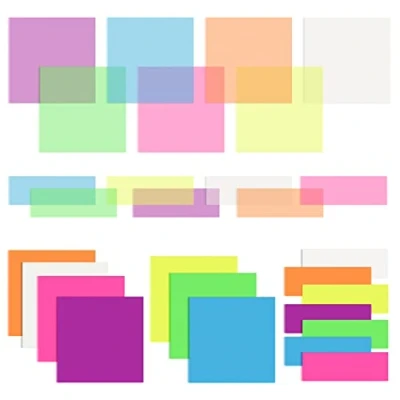 Imagen de 700 Piezas Notas Adhesivas Transparentes Colores,Marcadores Adhesivos Fichas,Transparente Sticky Notes para Libros Impermeable Reutilizable,2 Tamaños(75x75mm,75mmx25mm)
