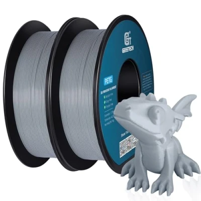 Imagen de GEEETECH PETG filamento de 1,75 mm 2kg, para impresora 3D, 1 kg por bobina, 2 bobinas,Gris+Gris