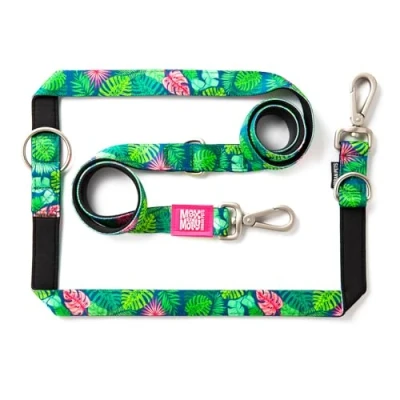 Imagen de MAX &amp; Molly Correa multifunción para Perros de 2 m con mosquetones, Tropical/S Acolchada, Segura y Flexible, Comodidad tu Fiel compañero
