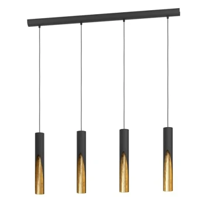 Imagen de Eglo LED Barbotto, Lámpara colgante sobre mesa de comedor con iluminación indirecta, 4 luces, metal negro y dorado, bombilla GU10, blanco cálido