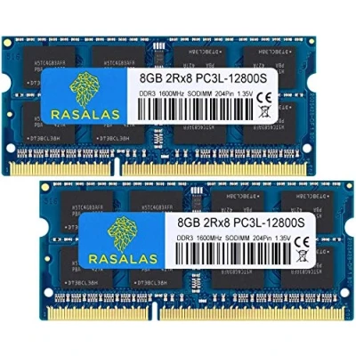 Imagen de Rasalas DDR3 16GB Kit (2x8GB) 1600MHz PC3L 12800 Non ECC Unbuffered 1.35V CL11 2Rx8 Dual Rank SODIMM Laptop Memory Ram