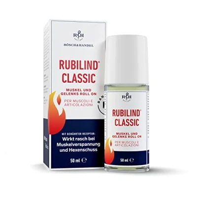 Imagen de RUBILIND Classic 50ml roll on tiene un efecto estimulante en la movilidad articular y casos de tensión muscular