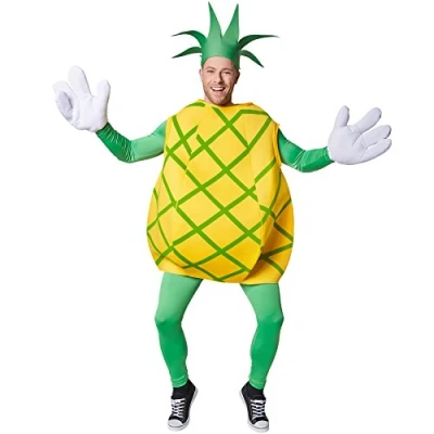 Imagen de TecTake dressforfun Disfraz de piña Unisexo Parte Superior sin Mangas y con Rayas Verdes en Cruz Manoplas Grandes Divertidas Incl. Sombrero Forma Corona Hojas (XL No. 301633)