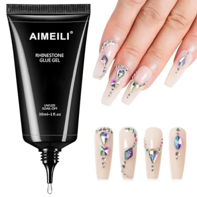 Imagen de AIMEILI Nail Art Gel de Pegamento Diamantes Imitación, Adhesivo Uñas para Brillo Uñas, Imitación Joyas Piedras Cristal 30g
