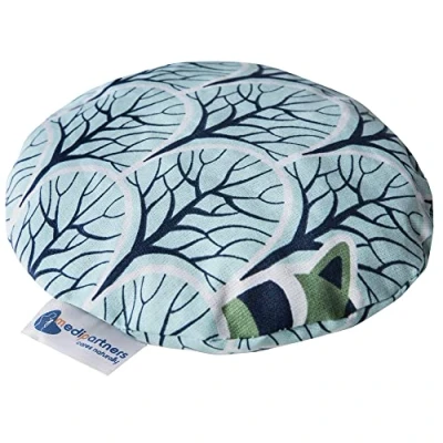 Imagen de Medi Partners Almohada térmica para bebés 180g Redonda 15 cm Ecológica Natural 100% Algodón Cojin Masaje con calor + frío (Mapache en el bosque)