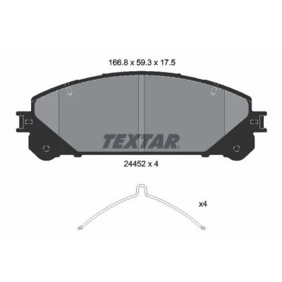 Imagen de TEXTAR 2445201 Juego de pastillas freno no preparado para indicador desgaste con accesorios TOYOTA: RAV4 III SUV, IV Highlander II