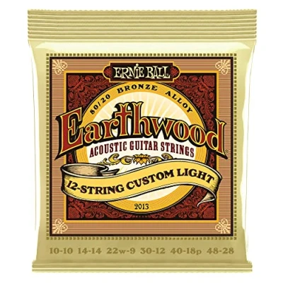 Imagen de Ernie Ball Earthwood Cutom Light Cuerdas para guitarra acústica de 12 cuerdas, bronce 80/20, calibre 10 48