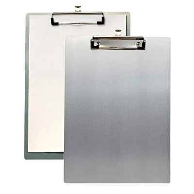 Imagen de 2x TUKA A4 Portapapeles de Aluminio con Pinza, Abrazadera metal Recubierto Goma, Tablilla Sujetapapeles, Gran Resistencia, Robusto Portapapeles. Juego 2, Gris TKD8025 grey