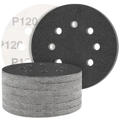 Imagen de STEBRUAM Discos de lija 125mm,50 Piezas Hook and Loop Papel Abrasivos carburo silicio 120 Granos para Lijadora Orbital Excéntrica