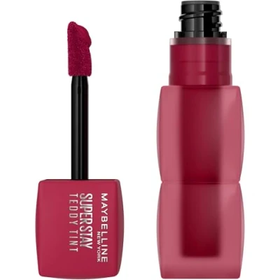 Imagen de Maybelline New York, Super Stay Teddy Tint, Textura Suave e Intensidad de Color Modulable, 4 Formas Aplique, Ligero en los Labios, Hasta 12h duración, No Transfiere, Tono: Wild At Heart 50