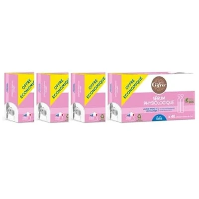 Imagen de GIFRER Suero Fisiológico Higiene nasal Enjuague de oídos Lavado heridas Acción humidificadora Juego 4 Cajas 40 x 5ML