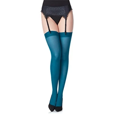 Imagen de Merry Style Medias Autoadhesivas para Mujeres de Microfibra, Lisas, Lencería Sexy Mujer Modelo MS 799 40 DEN(Turquesa Oscuro, XL XXL)