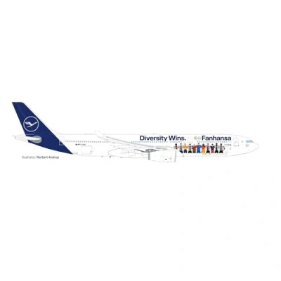 Imagen de Herpa Miniatura del avión Lufthansa A330 Fanhansa, Diversity Wins D AIKQ, Escala 1/500, Modelo prefabricado, maqueta de colleción, modelismo, Avion sin Soporte, Figura Metal