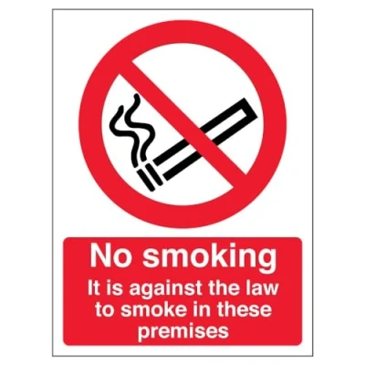 Imagen de VSafety Letrero de prohibición fumar con texto en inglés &quot;No Smoking No Smoking, Against the Law to 150 mm x 200 mm, plástico rígido 1