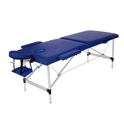 Imagen de Masaje de 2 Secciones Camilla Cama Portatil Plegable Ligera Camillas Masajes Profesional Altura Ajustable con Patas Aluminio Reposacabezas, Apoyabrazos, Bolsa transporte