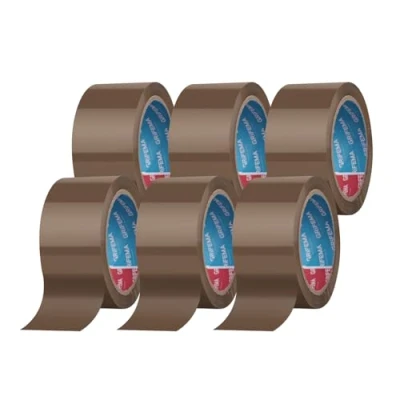 Imagen de GRIFEMA GA4004 6, 6 Rollos de Cinta Embalaje Silenciosa para Embalar Cajas Cartón Envíos y Mudanzas, Marrón