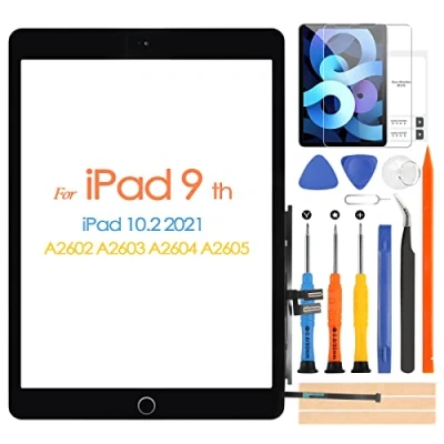 Imagen de Pantalla Táctil para iPad 9 2021 9th Generación, Digitalizador 10.2 A2602 A2603 A2604 A2605, con Botón Inicio, Incluye Herramientas de Reparación