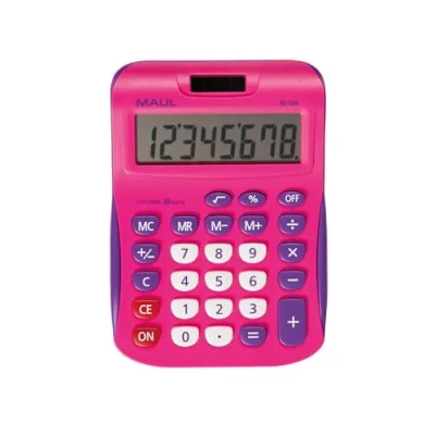 Imagen de MAUL Calculadora MJ550 Gran Pantalla Angular 8 Dígitos 15,5 x 11 cm Todas Las Funciones Redondas para Oficina Hogar Escuela Batería Solar Negro