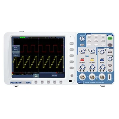 Imagen de PeakTech 1260 Osciloscopio de memoria 2 canales (200MHz) con USB, VGA, interfaz LAN y pantalla en color TFT alta resolución 8 &quot;, 20 modos medición automática, (10 millones / canal)