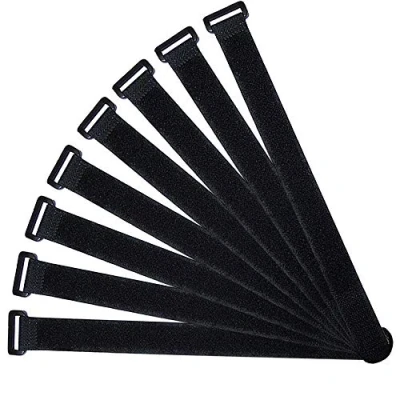 Imagen de QitinDasen 20Pcs Premium 40cm Bridas de Cable, Cable Ataduras Tiras Set, Reutilizables Ties, Gancho Bucle Correas, Organizador Negro