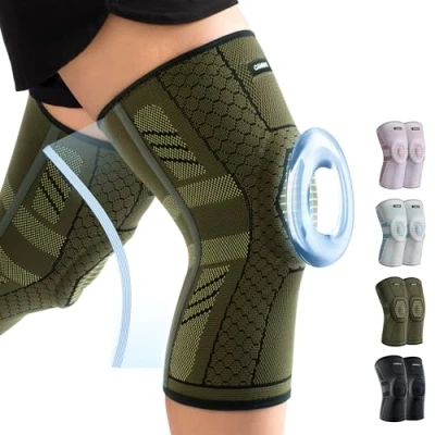 Imagen de CAMBIVO Rodilleras Menisco y Ligamento 2Pack, Rodillera Rotuliana Compresion con Estabilizadores Laterales de PMMA Almohadilla Rótula para Dolor Rodilla Artrosis, Artritis, Acl, Gym, Running