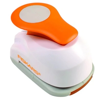 Imagen de Fiskars Perforadora de figuras, Círculo, Ø 2,5 cm, Para diestros y zurdos, Acero calidad/Plástico, Blanco/Naranja, Lever Punch, M, 1004748