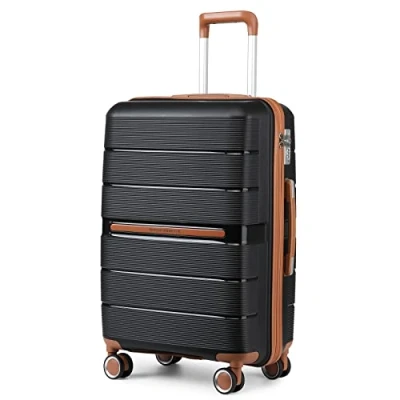 Imagen de British Traveller Maleta de Viaje con Material PP Cabina Rígida Ligera Cerradura TSA (56cm, Negro)