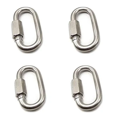 Imagen de Mosquetón,4 Piezas Mosquetón Gancho M8 de acero inoxidable D Forma Quick Link Emergencia Cadena Carga Máxima 500 kg para Camping Aire Libre Pesca Mochila Senderismo Hamacas y Columpios